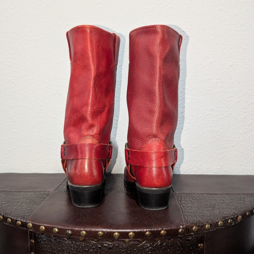 NEW Frye Harness 12R Red Biker Boots size 9 - Picture 4 of 11